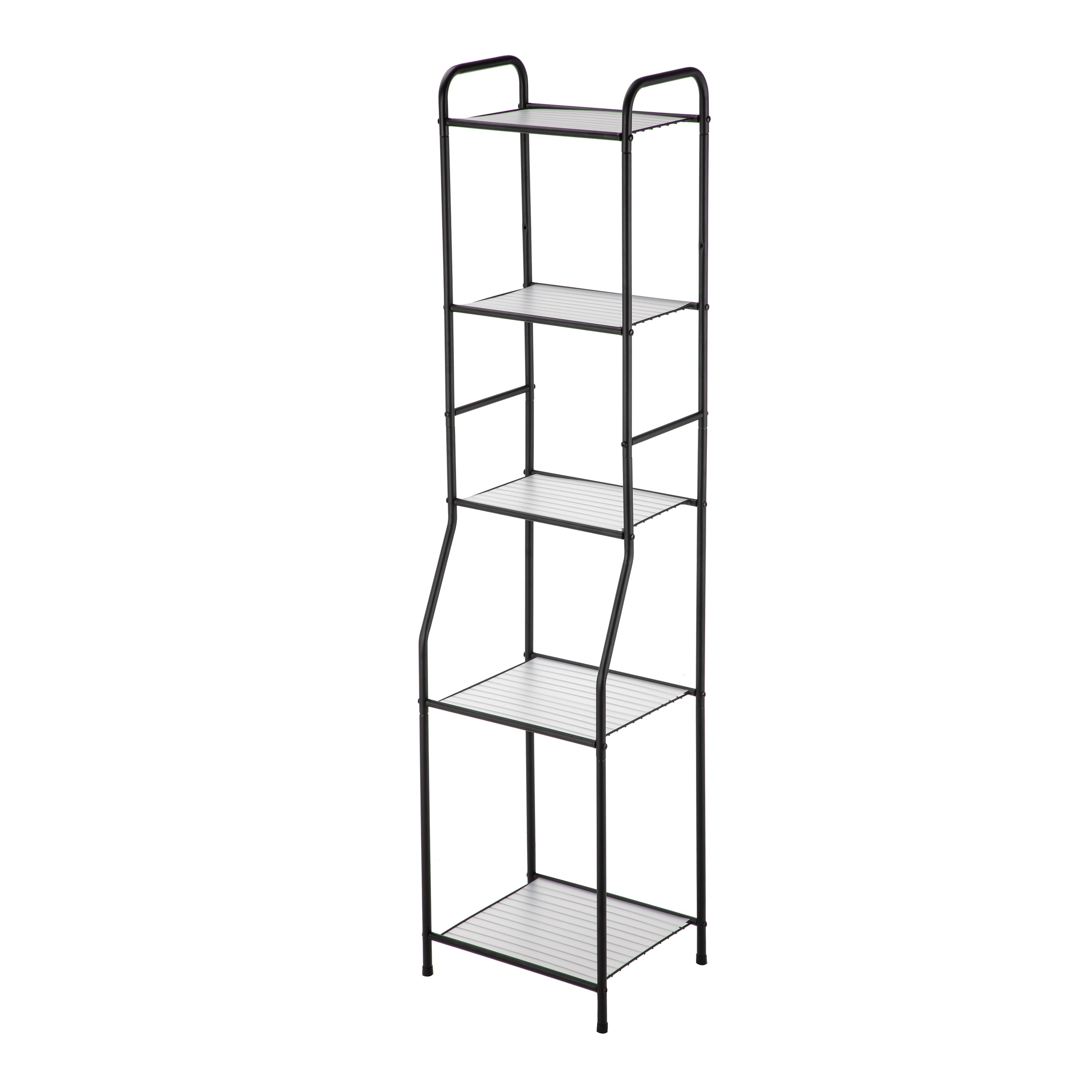 Mainstays Matte Black Steel 5-Shelf Bathroom Storage Tower Unit