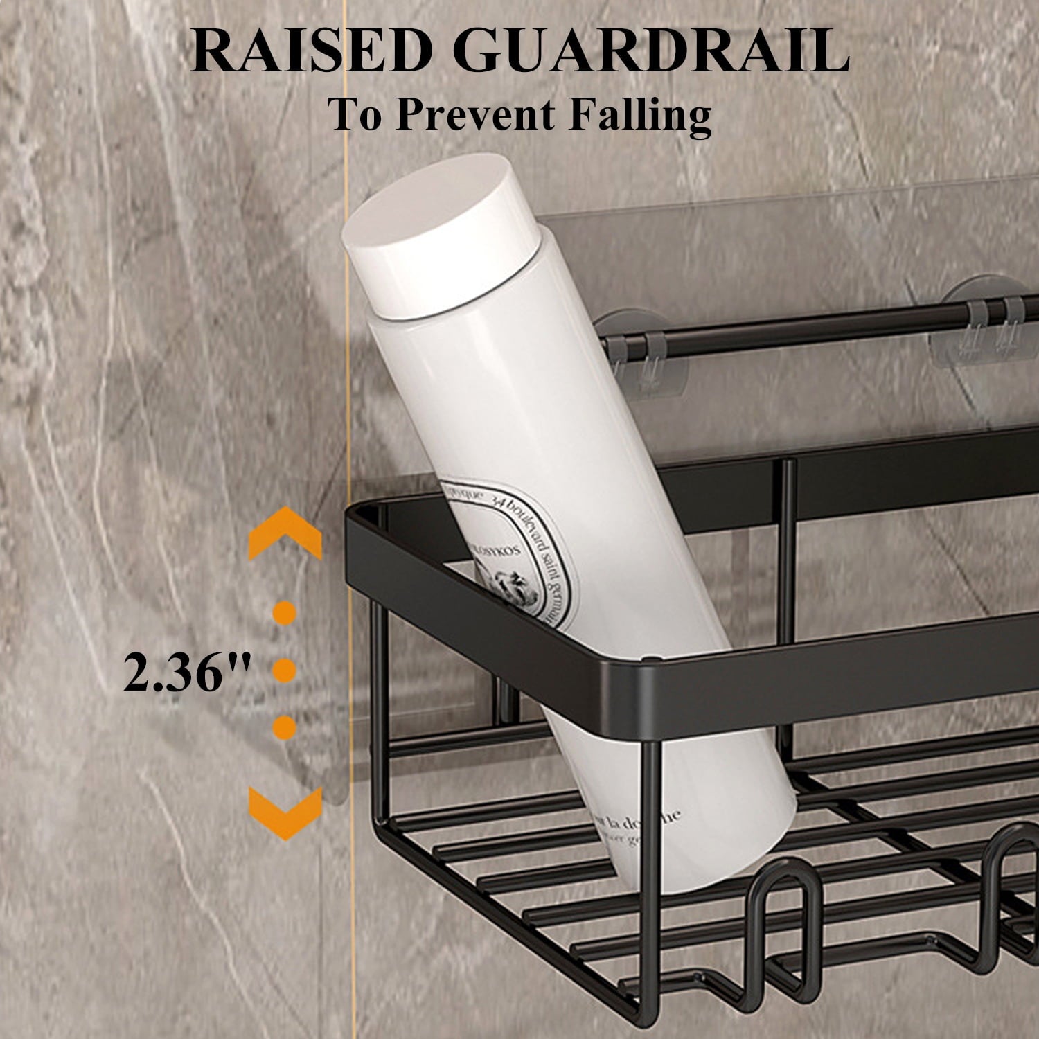 PHANCIR 6 PCS Shower Caddy, No Drilling Bathroom Organizer with Soap Holder, Adhesive Bathroom Caddy, Black