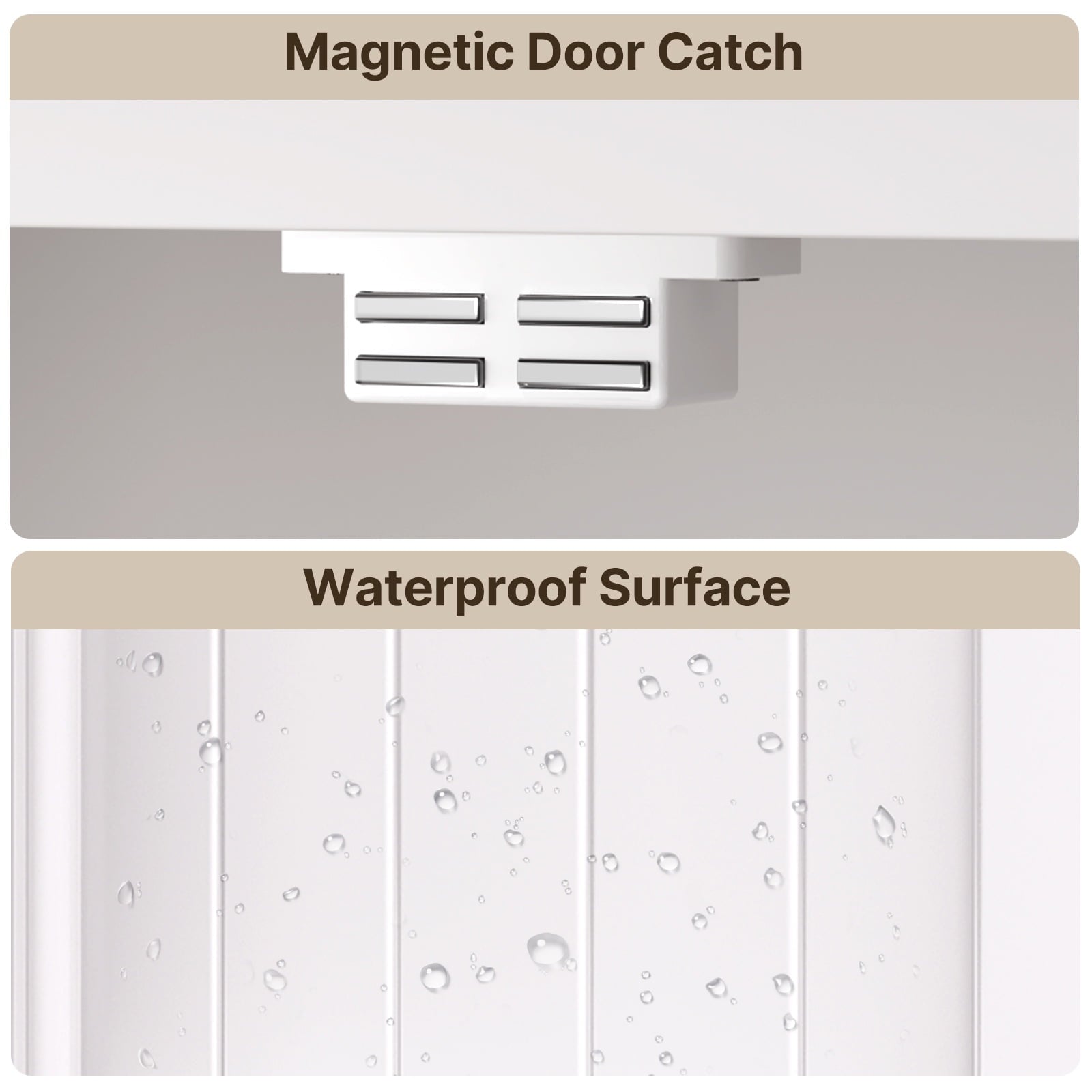 Asofer Bathroom Floor Storage Cabinet, Freestanding Cabinet with 4 Doors, Adjustable Shelves, White